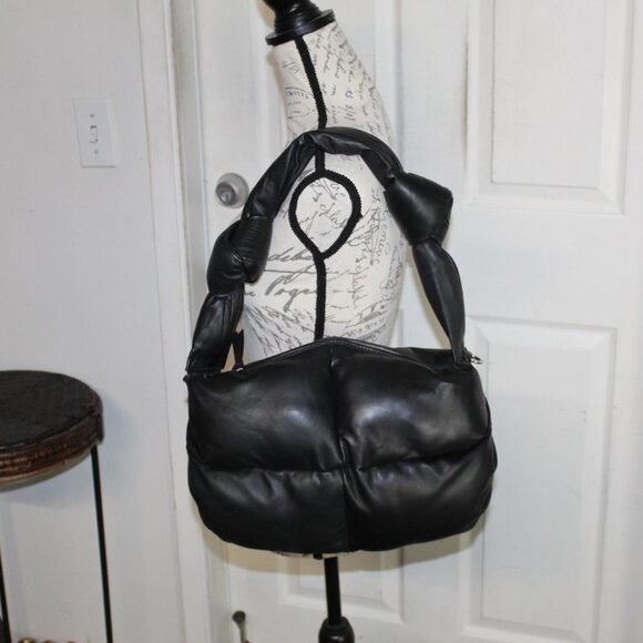 STYLISM Denmark Genuine Leather Black Puffer Quilted Handbag - Picture 10 of 16